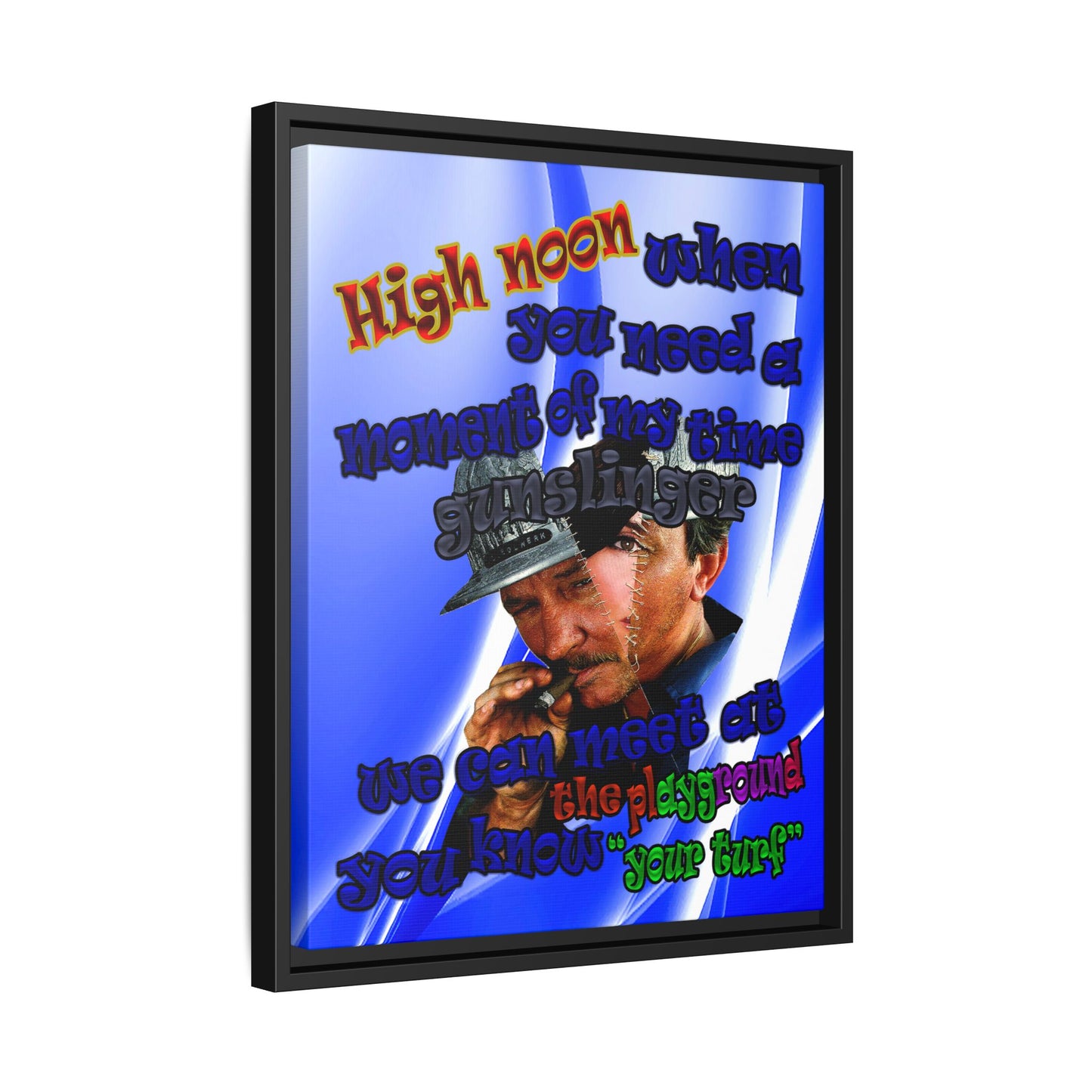high noon - framed canvas art (blue-white wave)