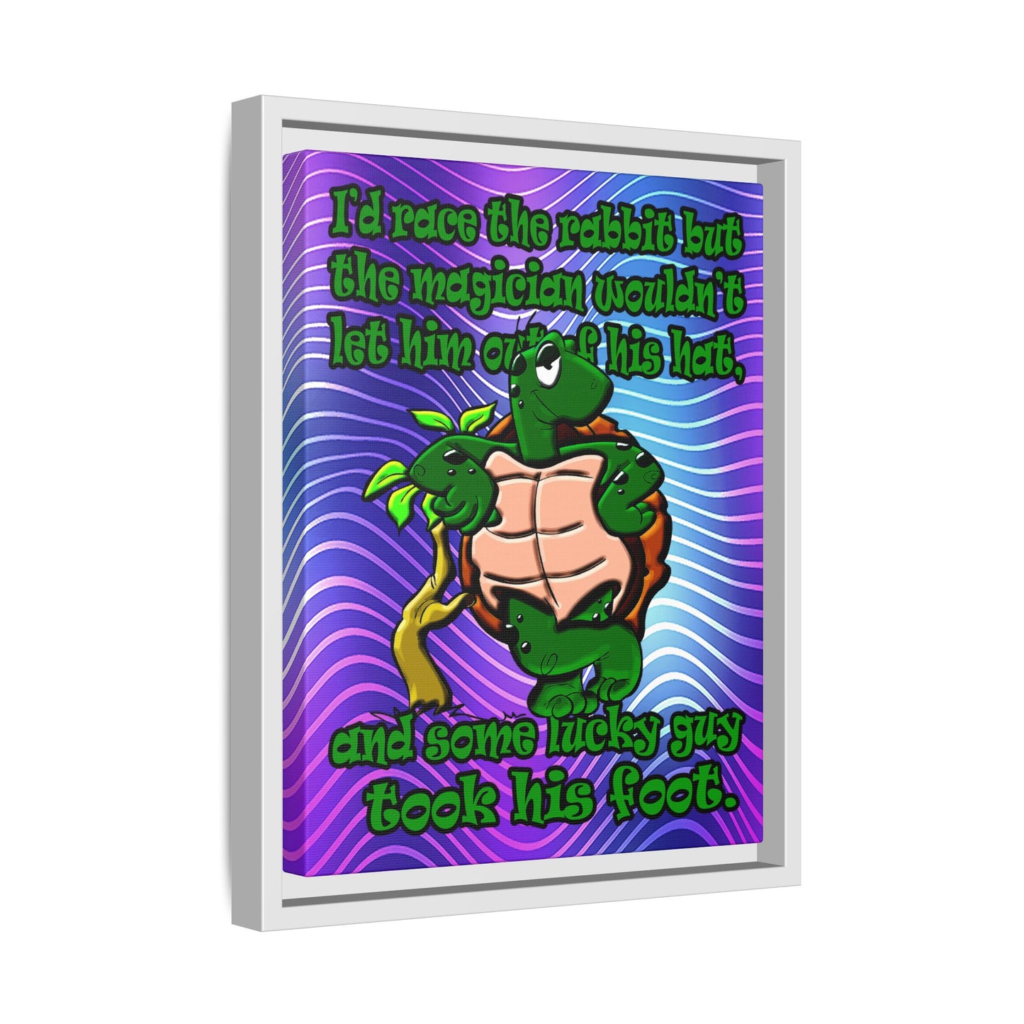 turtle race - framed canvas art (purple wave)