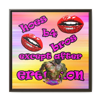 hoes b4 bros - framed canvas art (color blur)