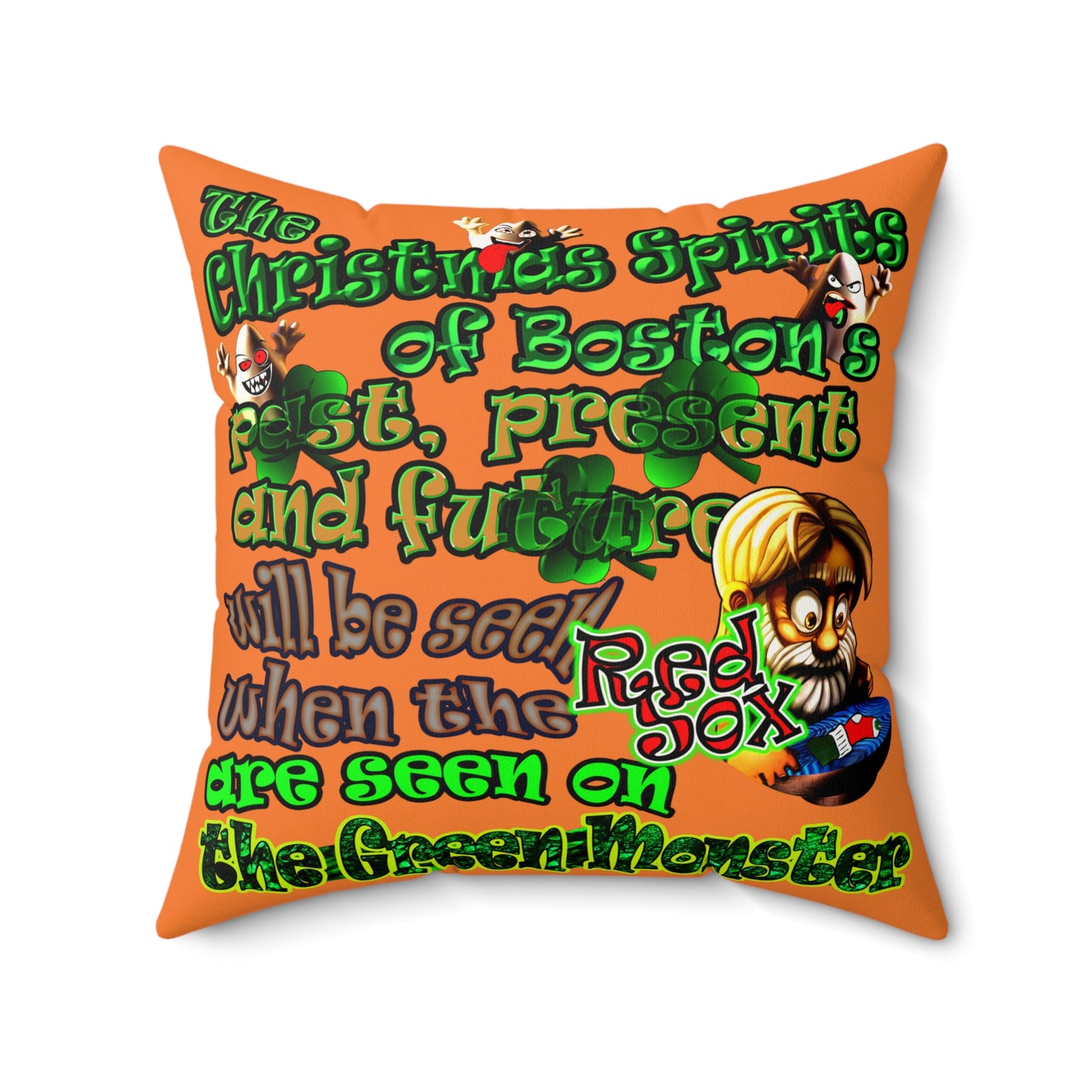 christmas spirits of boston - Faux Suede Square Pillow - (crusta)