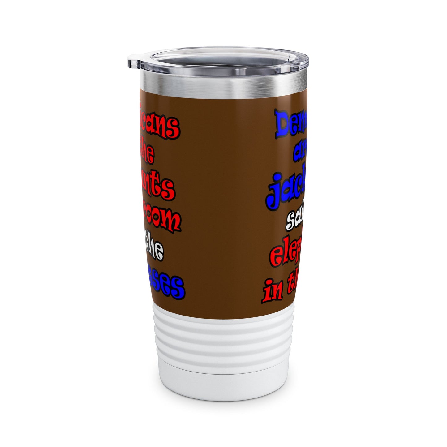 donkeys and elephants - Ringneck Tumbler, 20oz (brown)