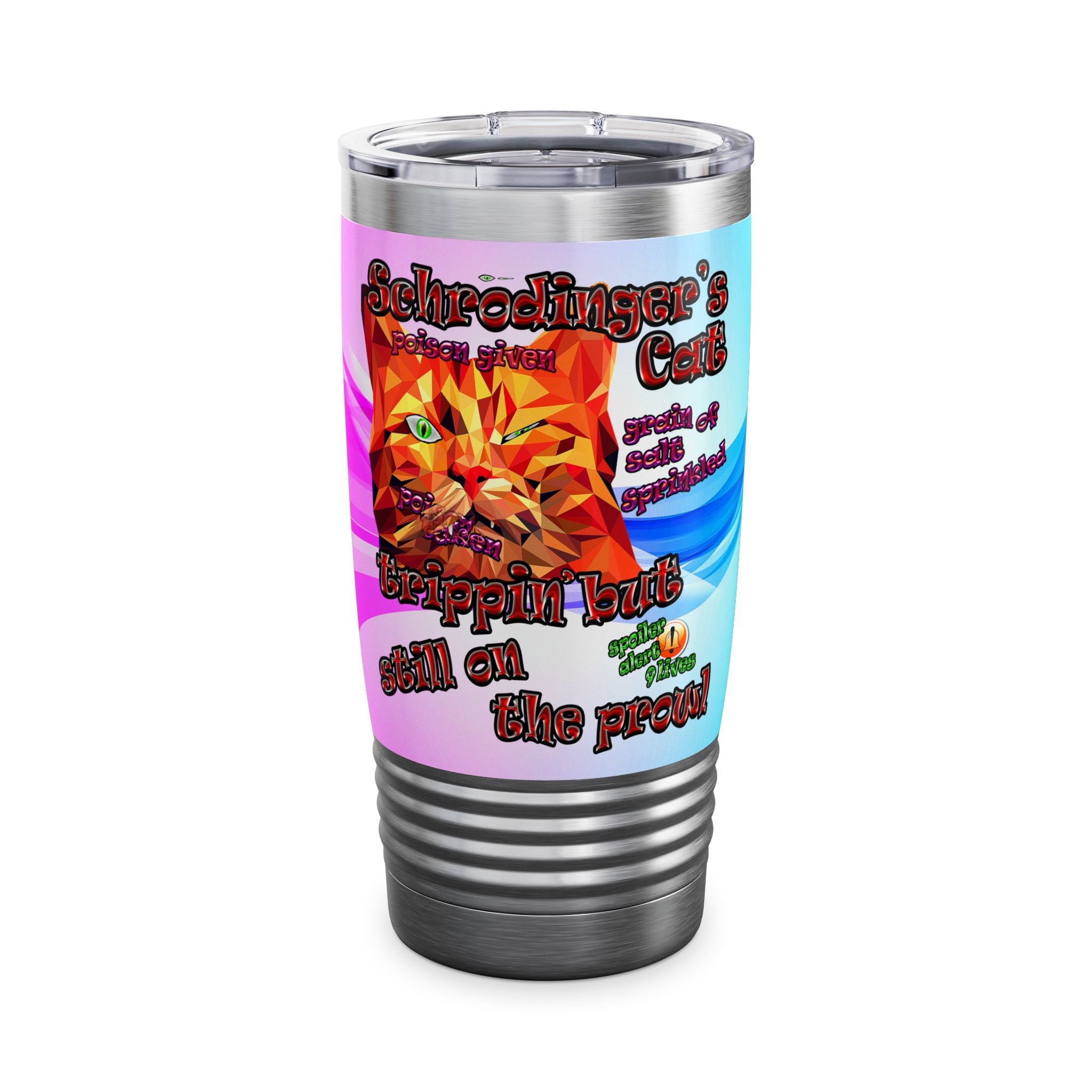 schrodinger's cat - Ringneck Tumbler, 20oz (light blue-pink wave)
