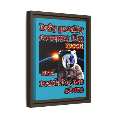 defy conquer reach - framed canvas art (turquoise)