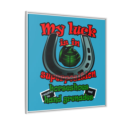 my luck - framed canvas art (turquoise)