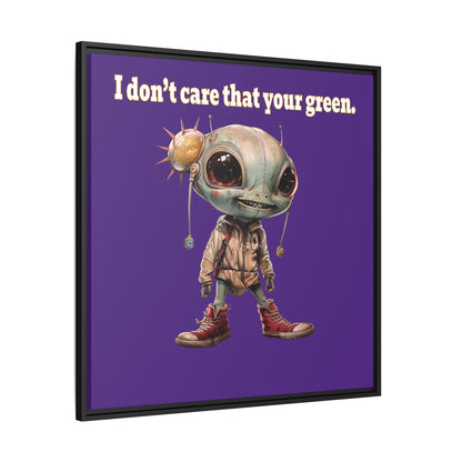 I don't care that your green - framed canvas art (purple)