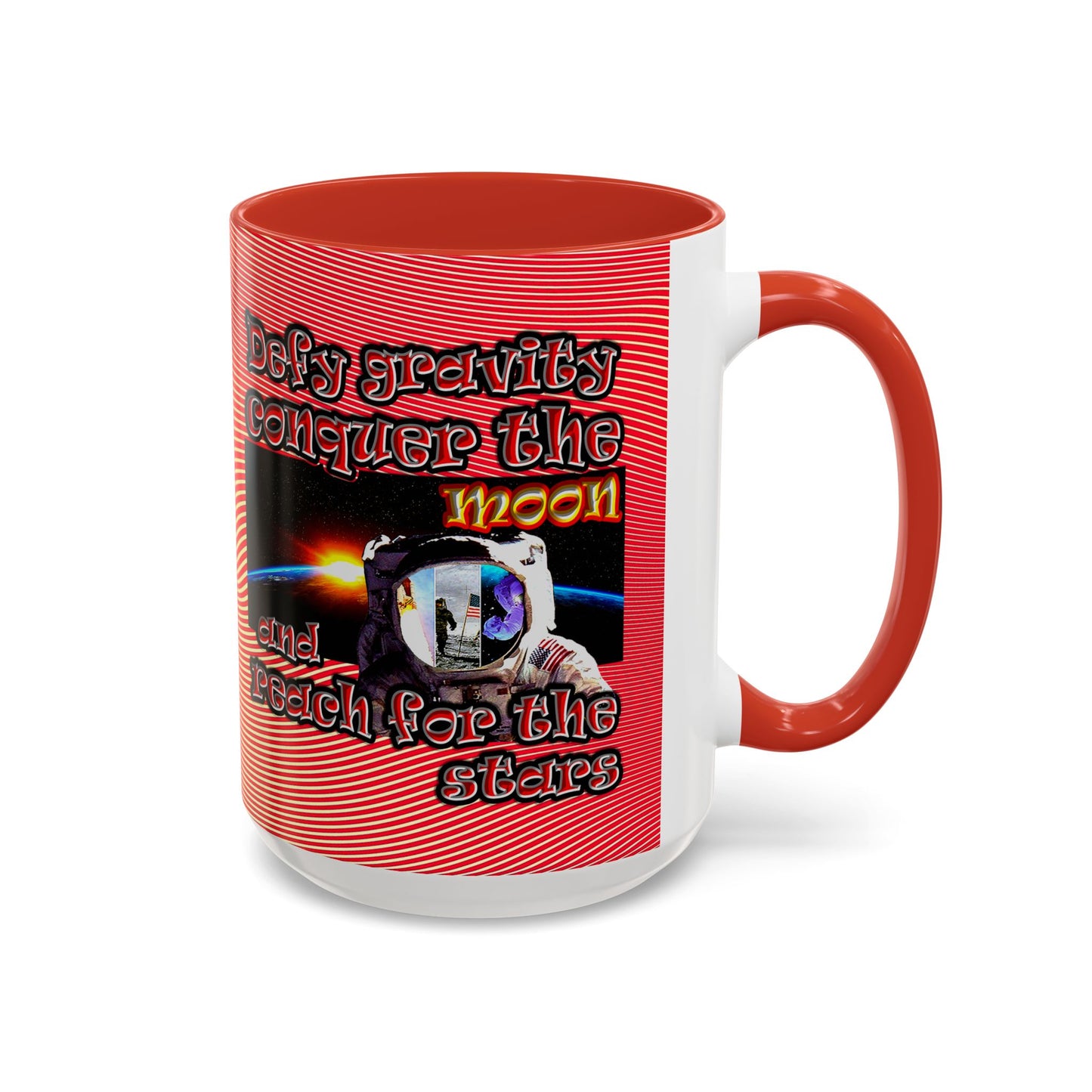 defy conquer reach - Accent Mug (yellow-orange wave)