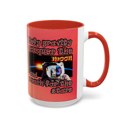 defy conquer reach - Accent Mug (yellow-orange wave)