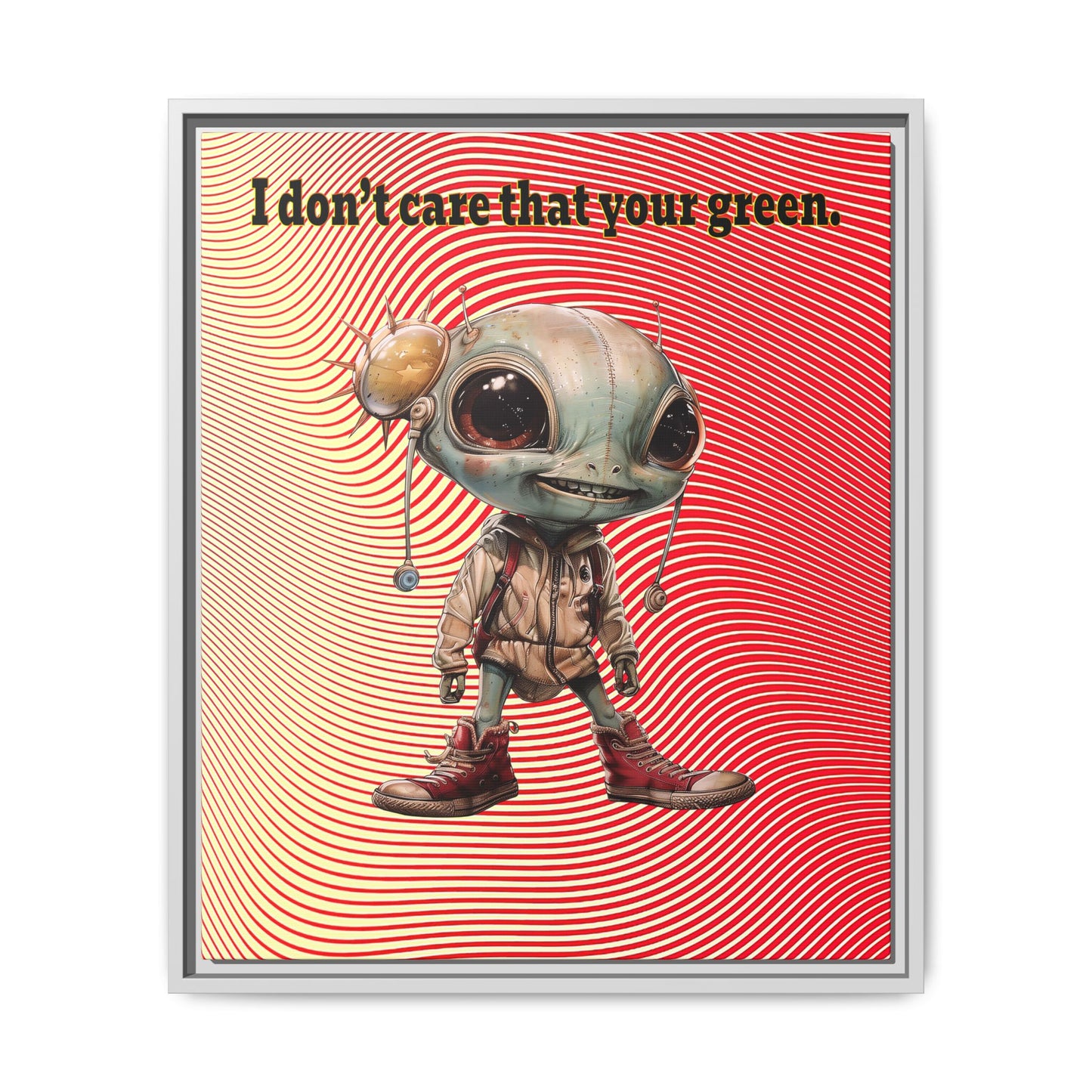 I don't care that your green - framed canvas art (yellow-orange wave)
