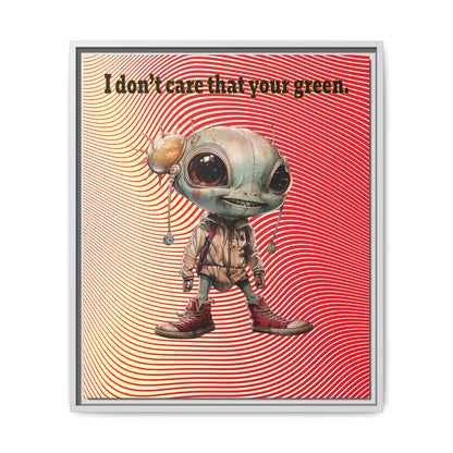 I don't care that your green - framed canvas art (yellow-orange wave)