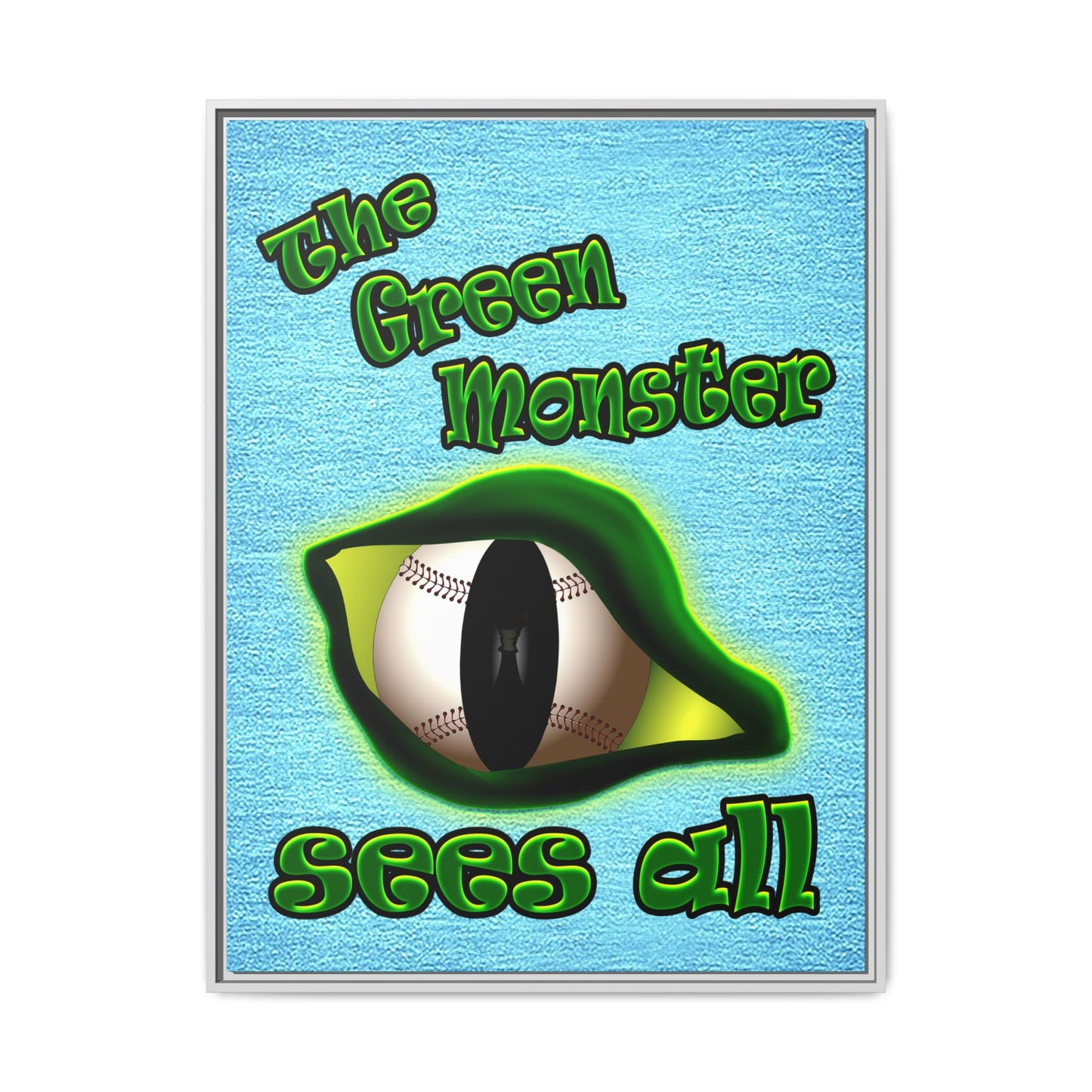 green monster - framed canvas art (faded blue)