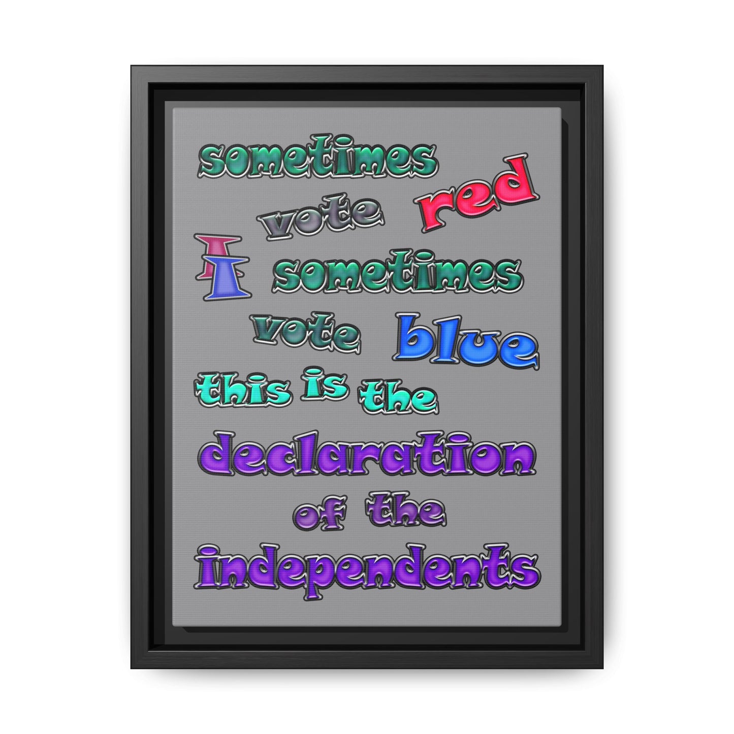 declaration of the independents - framed canvas art (grey)