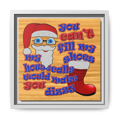 santa's shoes - framed canvas art (butterscotch wood finish)