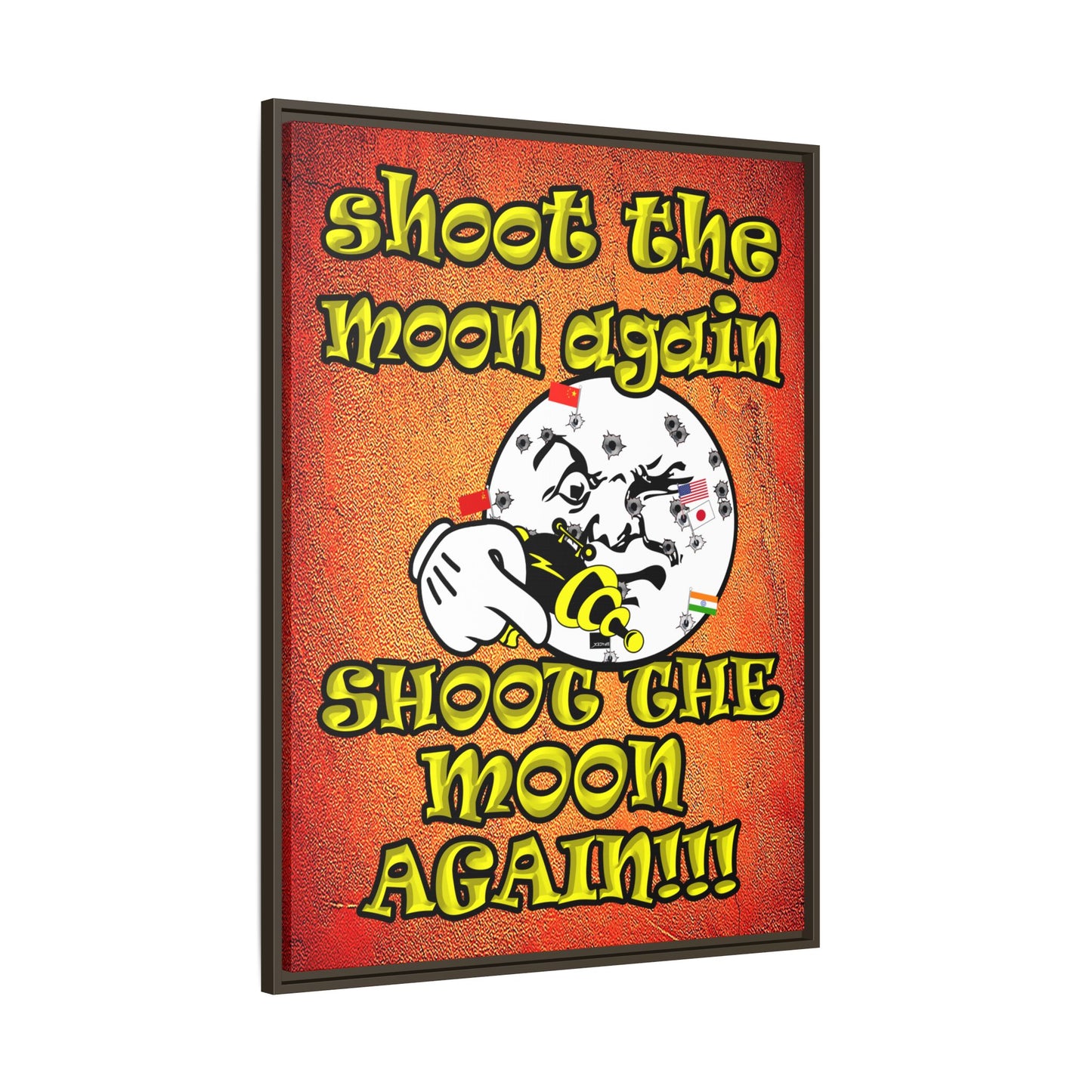 shoot the moon again - framed canvas art (burnt orange)