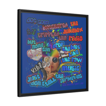 drop the beat - framed canvas art (dark blue)