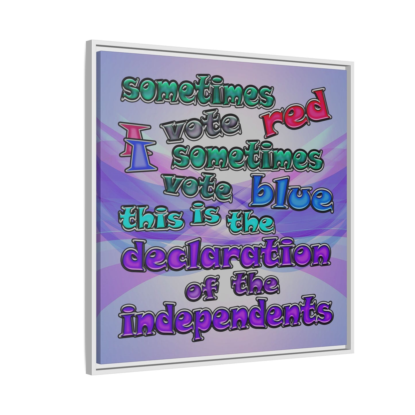declaration of the independents - framed canvas art (light blue-pink wave)