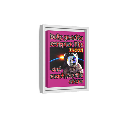 defy conquer reach - framed canvas art (pink)