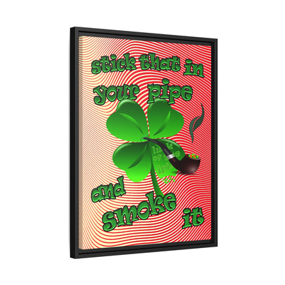 stick that in your pipe and smoke it - framed canvas art (yellow-orange wave)