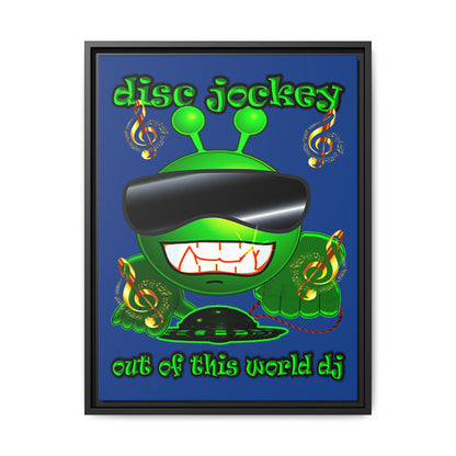disc jockey - framed canvas art (dark blue)