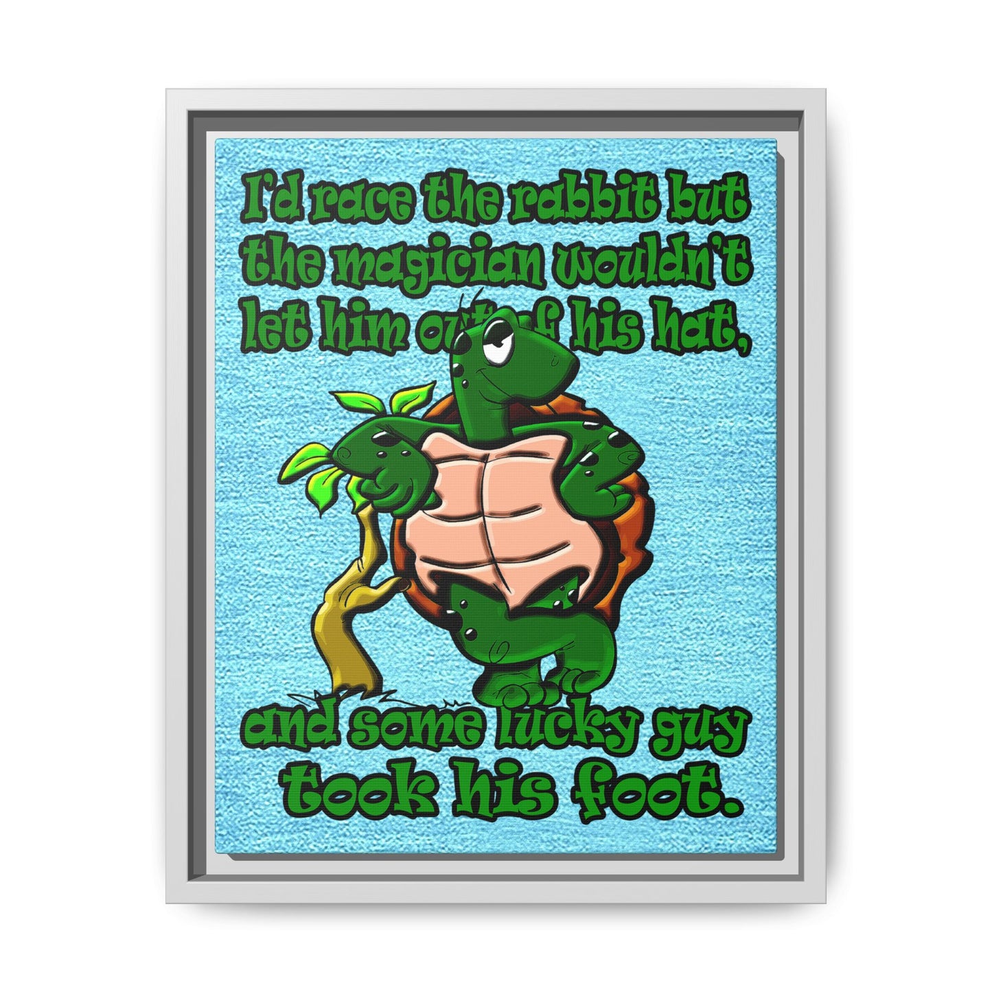 turtle race - framed canvas art (faded blue)