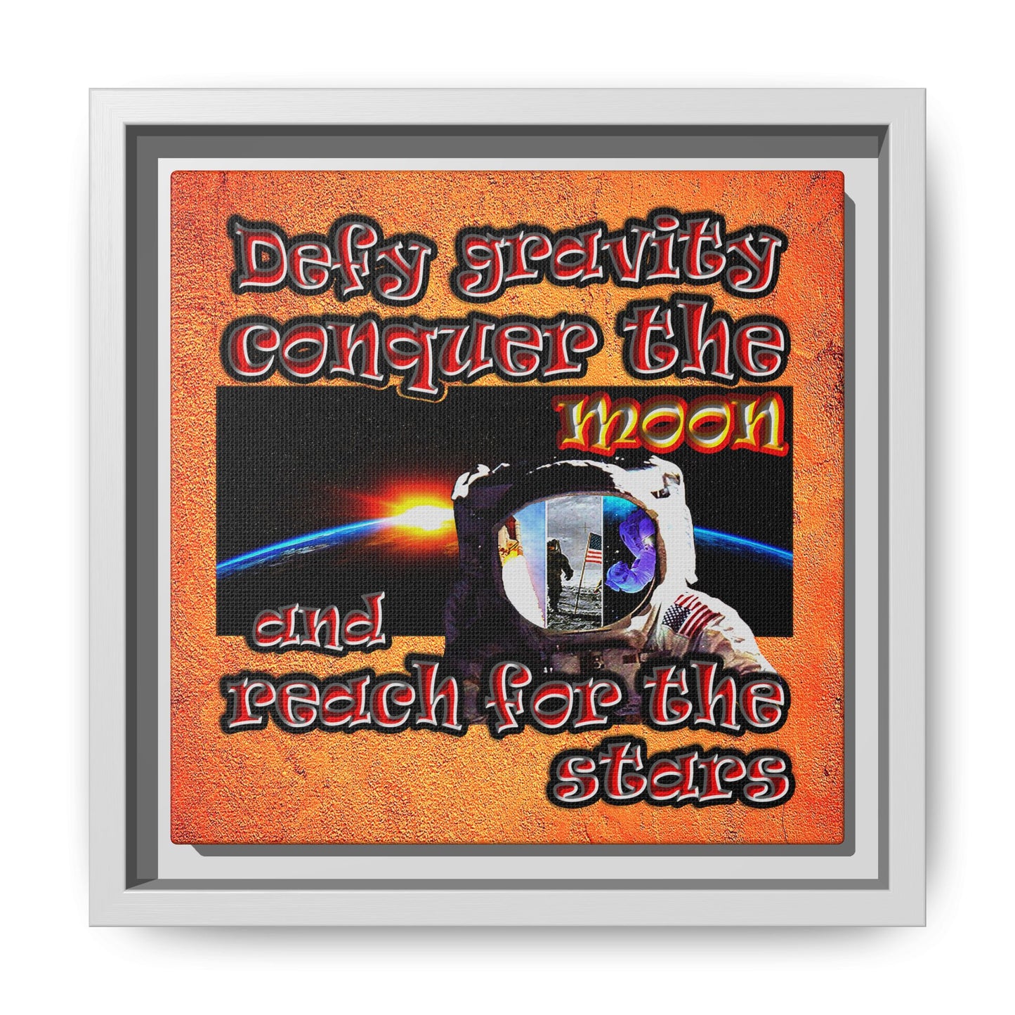 defy conquer reach - framed canvas art (burnt orange)