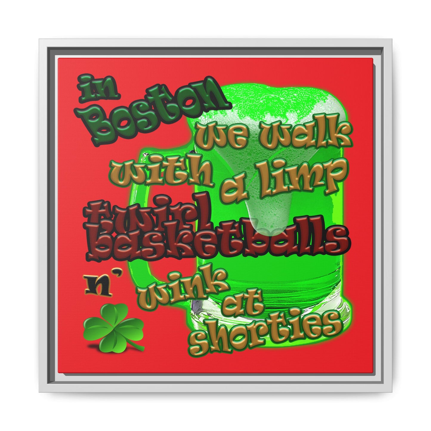 celtics logo - framed canvas art (red)