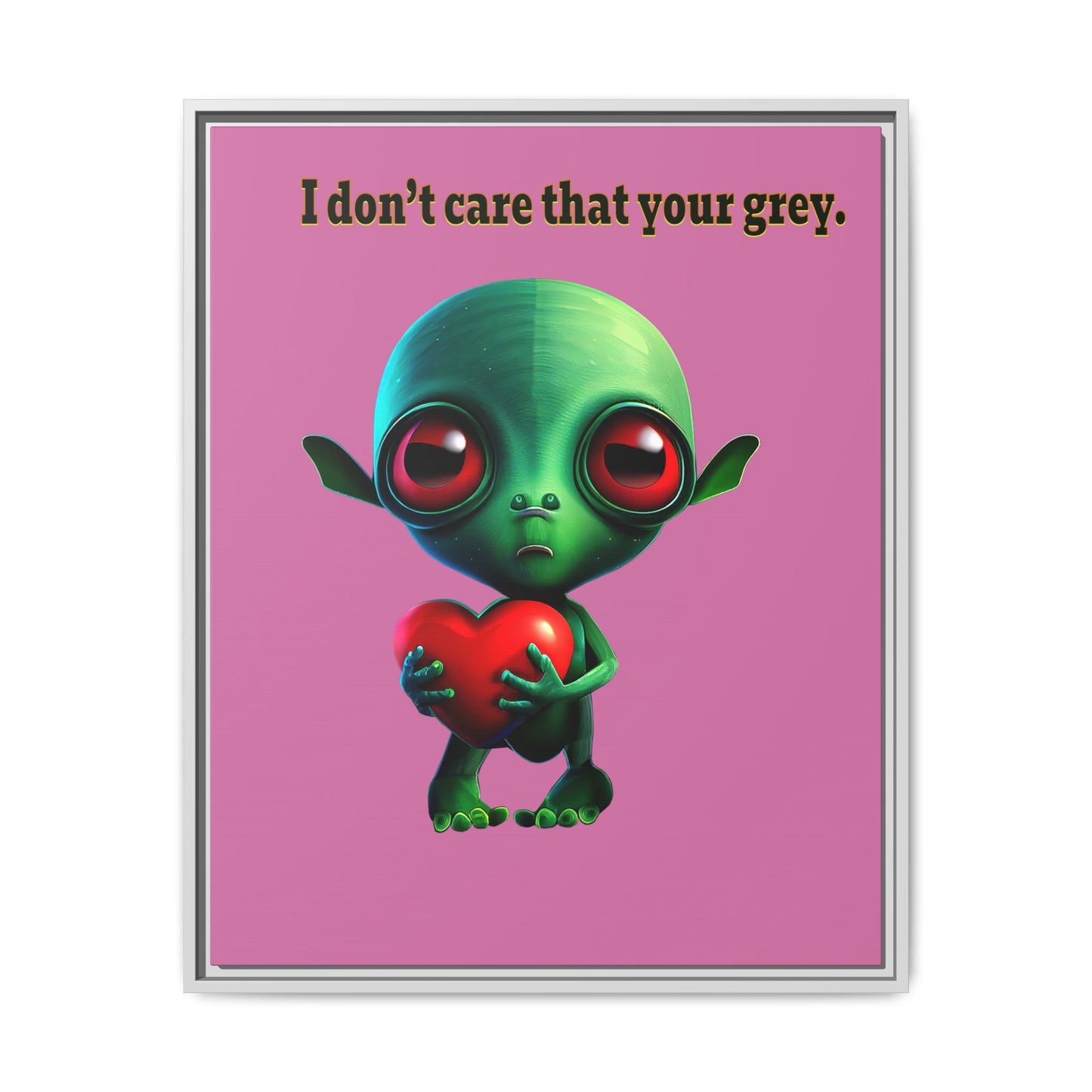 I don't care that your grey - framed canvas art (light pink)