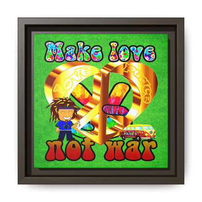 love peace - framed canvas art (green turf)
