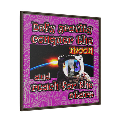 defy conquer reach - framed canvas art (pink swirl)