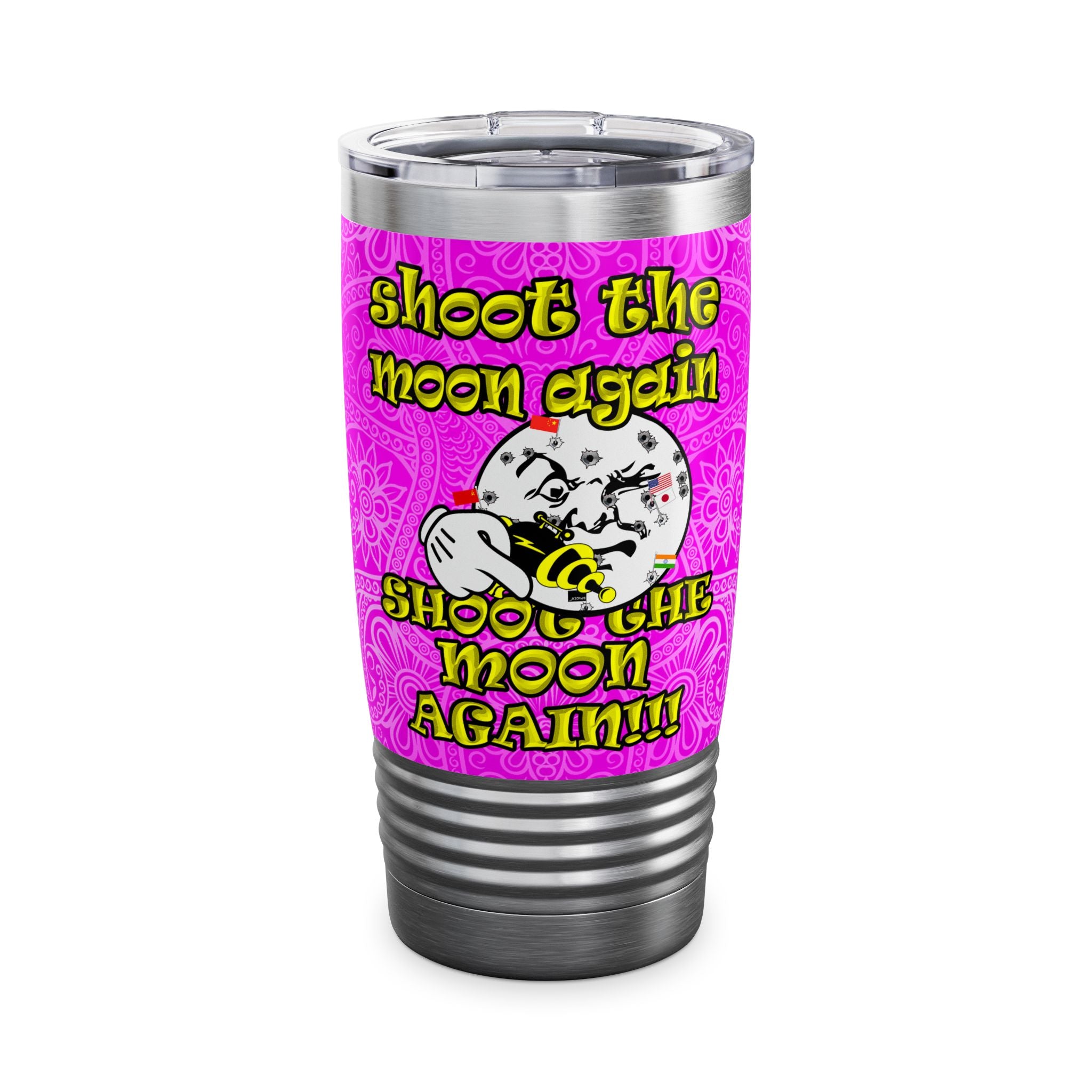 shoot the moon again - Ringneck Tumbler, 20oz (pink swirl)