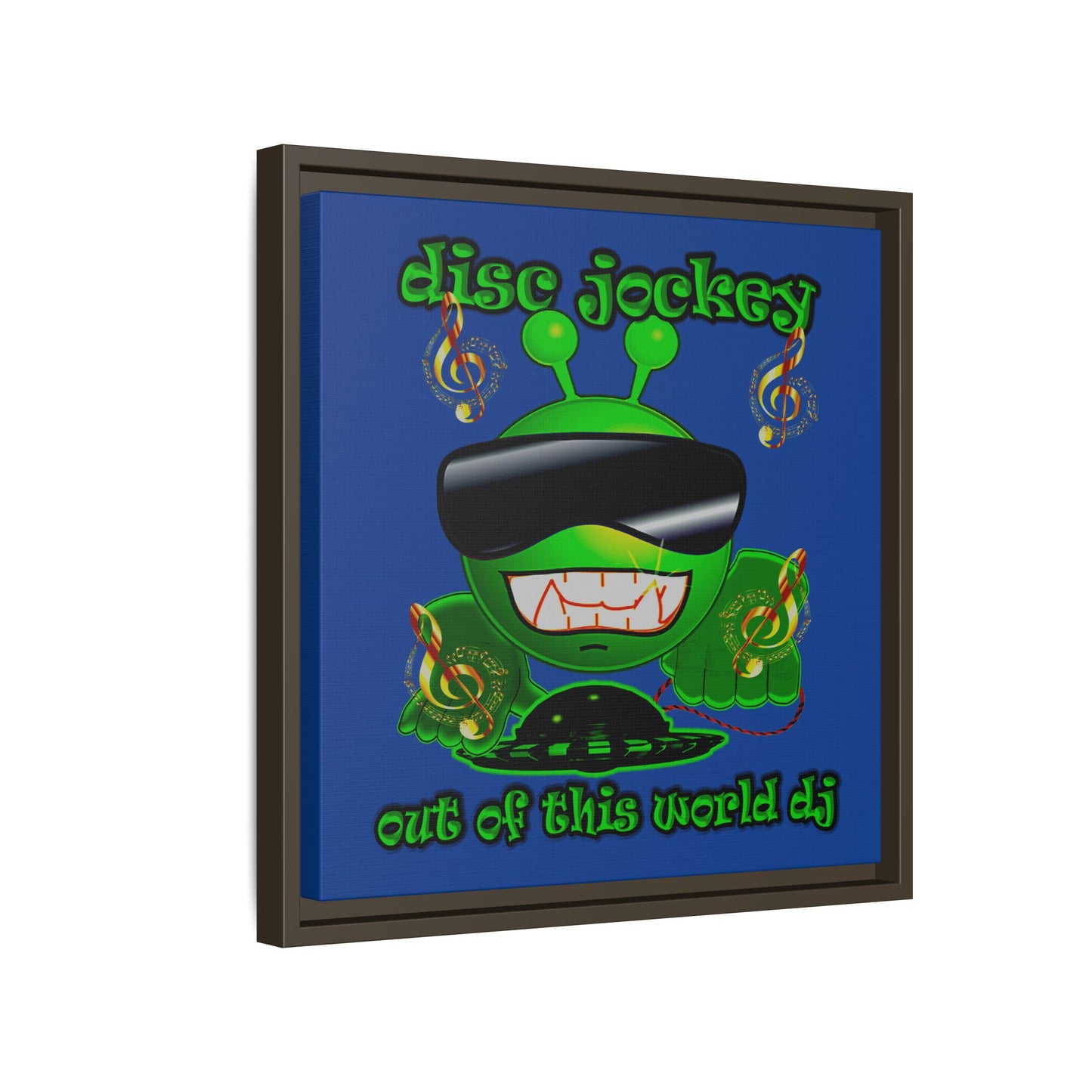 disc jockey - framed canvas art (dark blue)