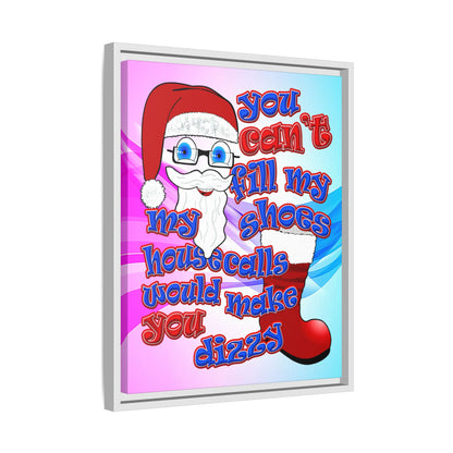santa's shoes - framed canvas art (light blue-pink wave)