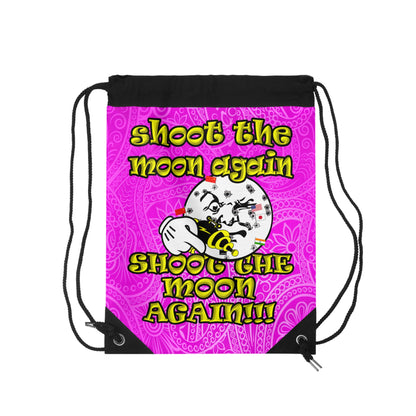 shoot the moon again - Drawstring Bag (pink swirl)