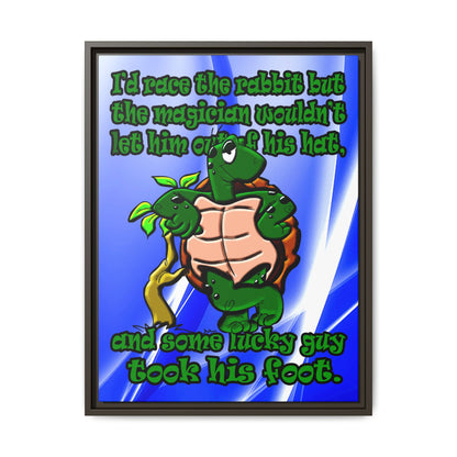 turtle race - framed canvas art (blue-white wave)