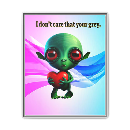 I don't care that your grey - framed canvas art (light blue-pink wave)