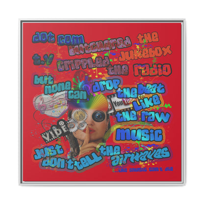 drop the beat - framed canvas art (dark red)