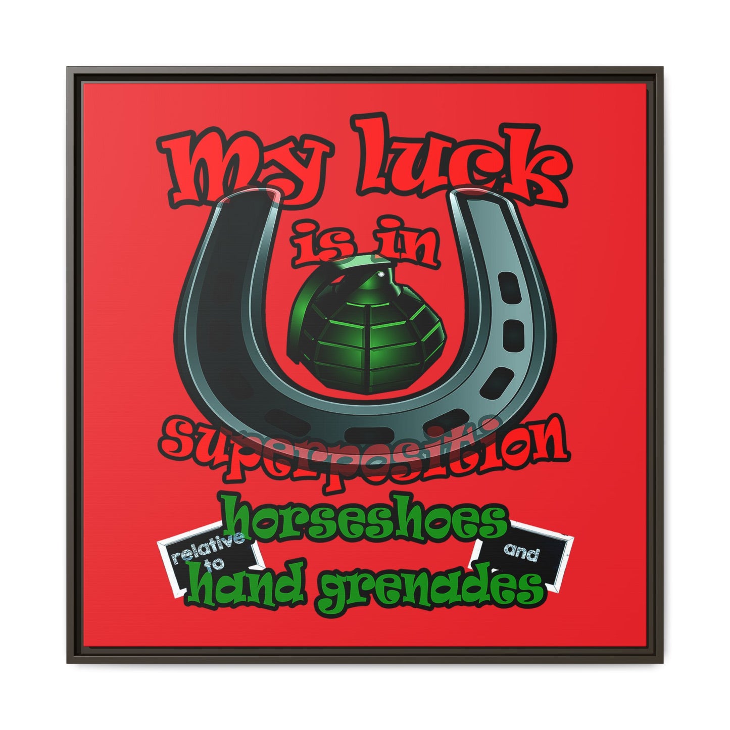 my luck - framed canvas art (red)