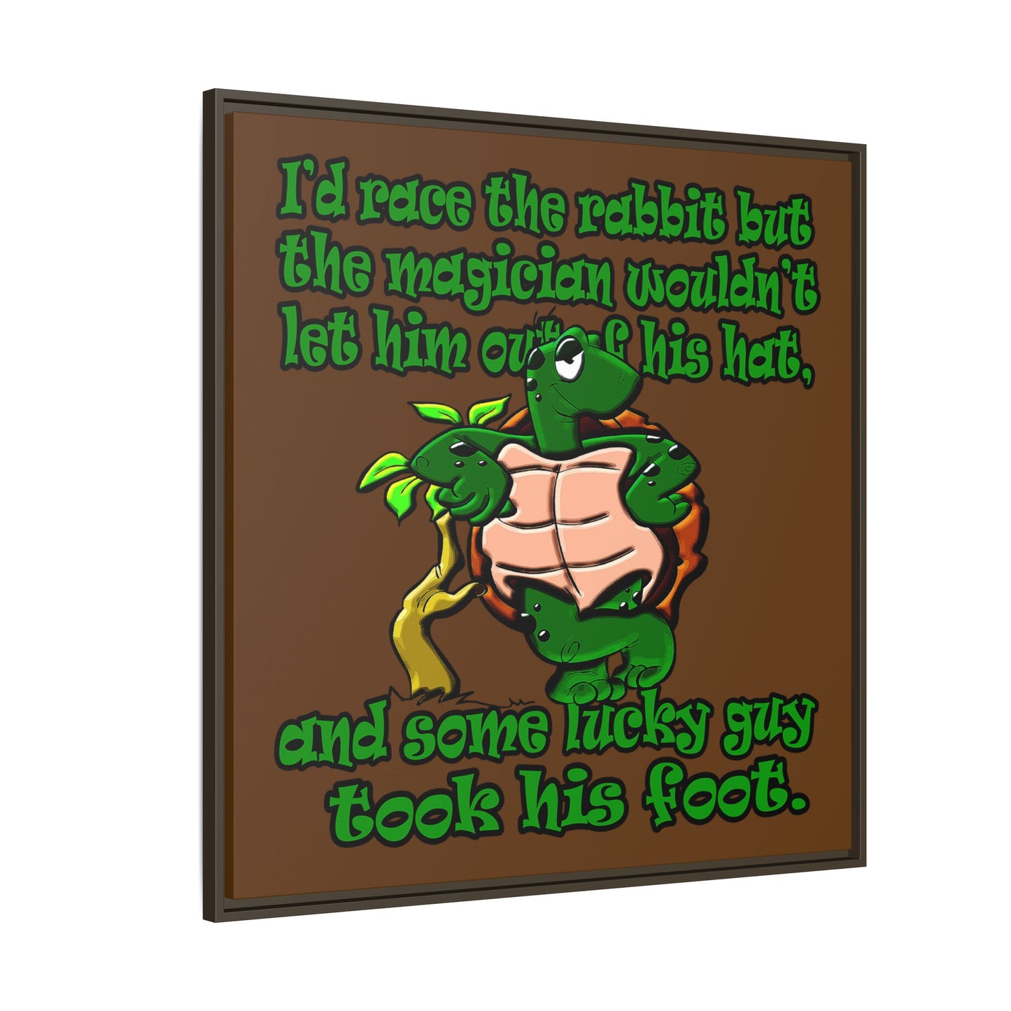 turtle race - framed canvas art (brown)