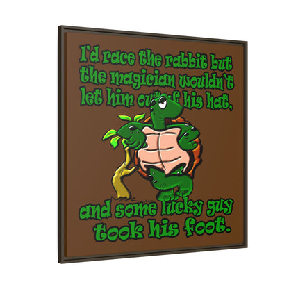 turtle race - framed canvas art (brown)