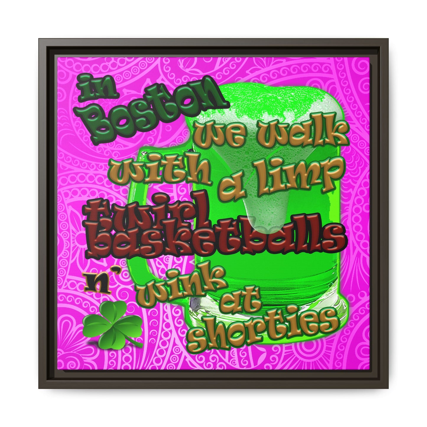 celtics logo - framed canvas art (pink swirl)