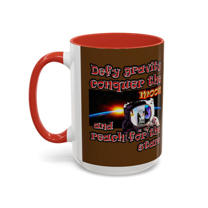 defy conquer reach - Accent Mug (brown)