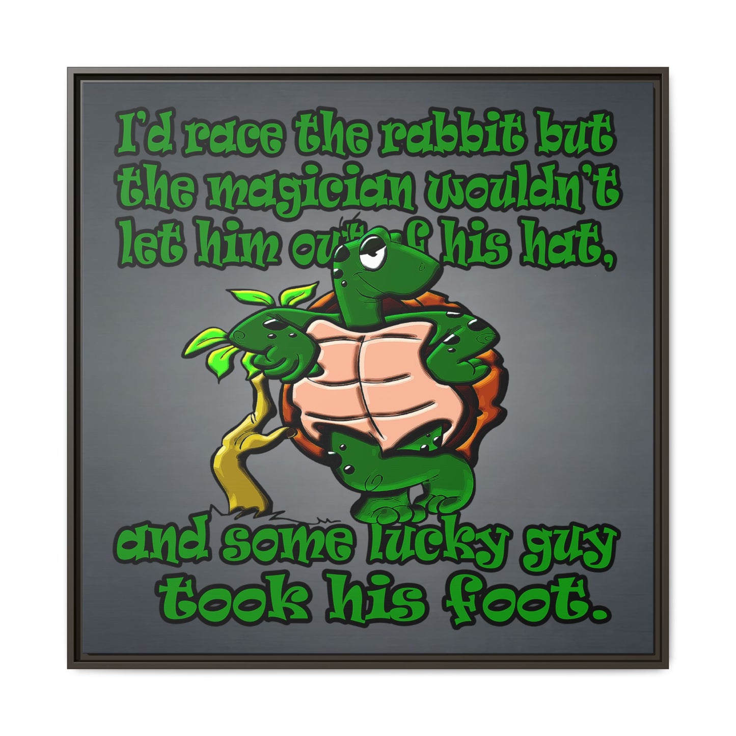 turtle race - framed canvas art (grey-light grey)