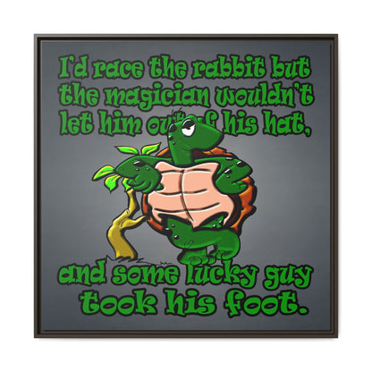 turtle race - framed canvas art (grey-light grey)