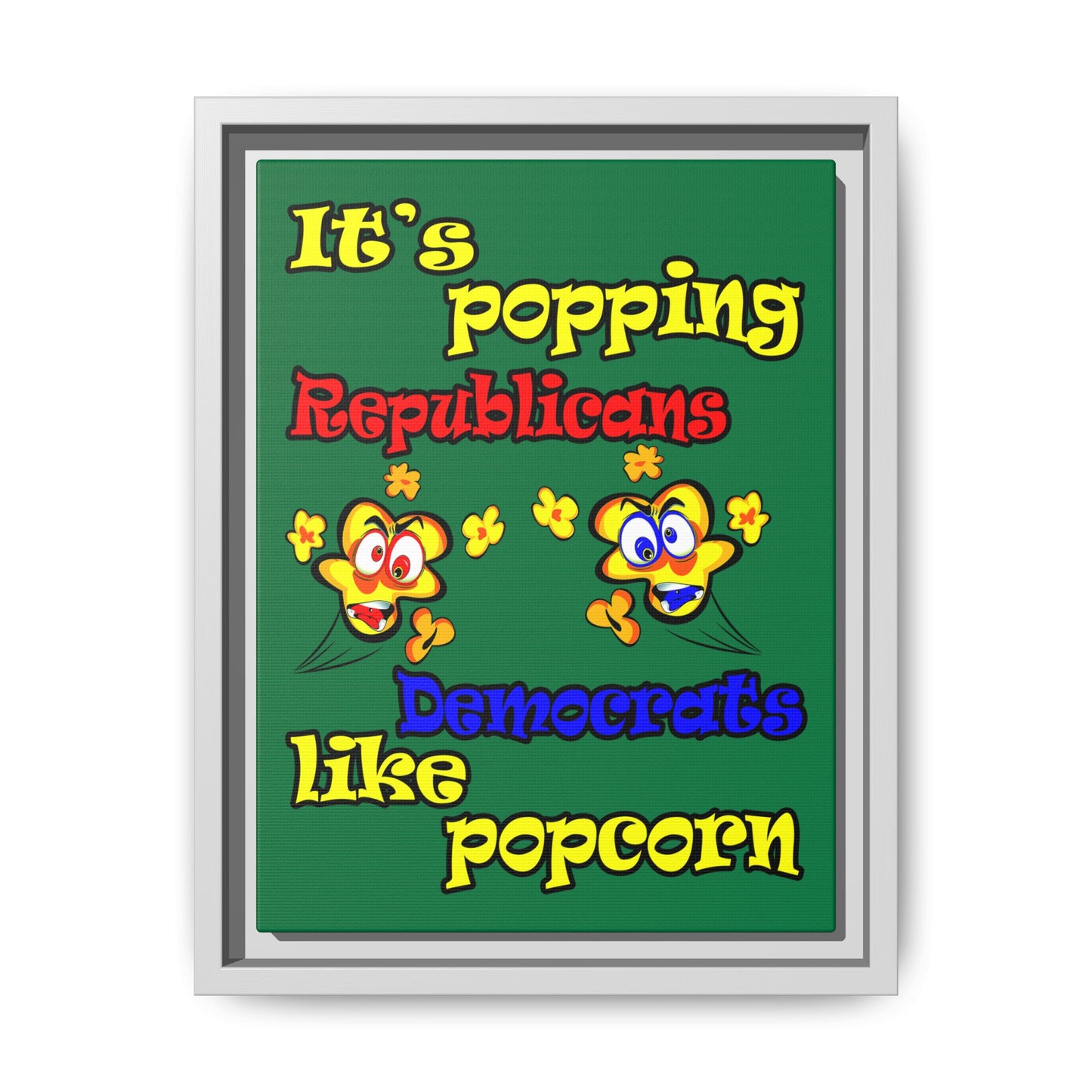 popping like popcorn - framed canvas art (dark green)