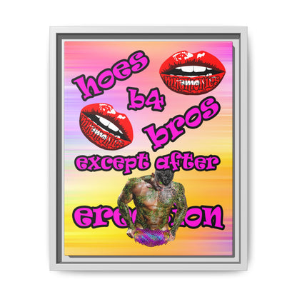 hoes b4 bros - framed canvas art (color blur)