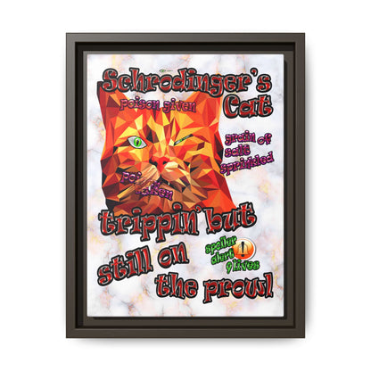 schrodinger's cat - framed canvas art (white marble)