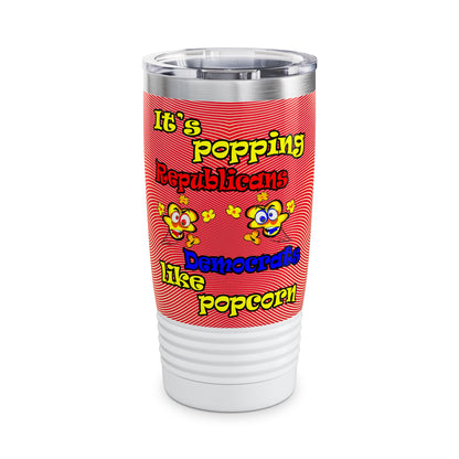 popping like popcorn - Ringneck Tumbler, 20oz (yellow-orange wave)