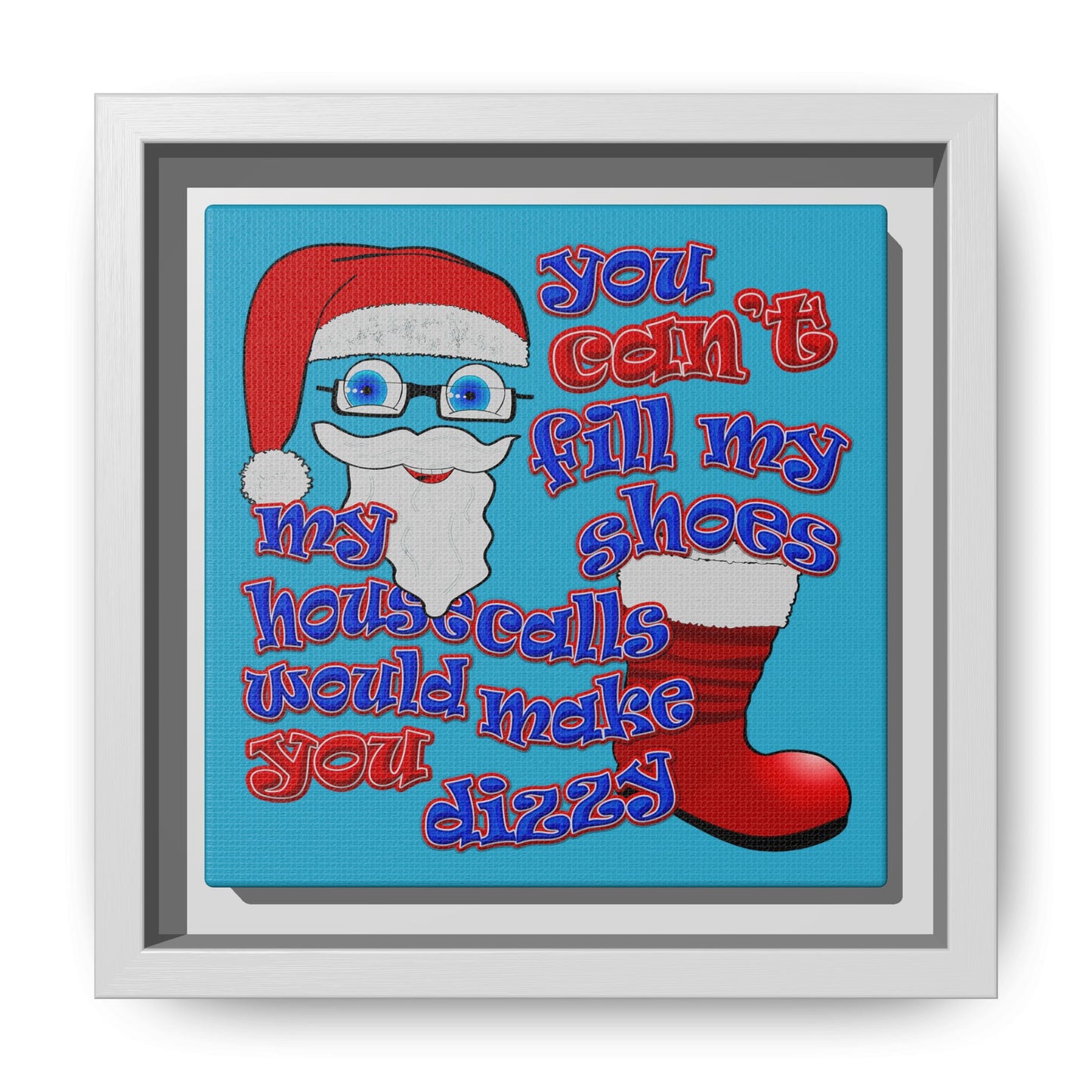 santa's shoes - framed canvas art (turquoise)