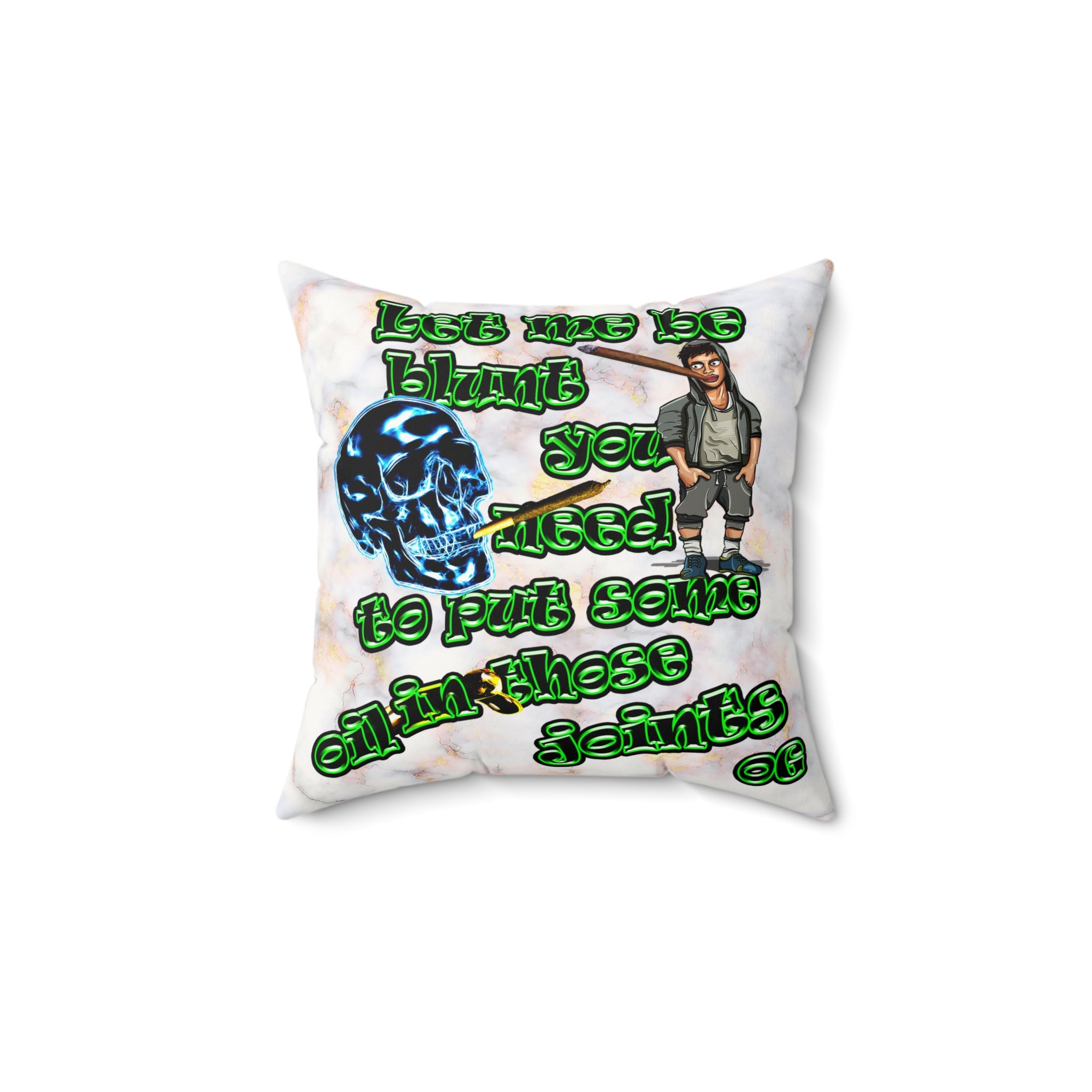 og - Faux Suede Square Pillow - (white marble)
