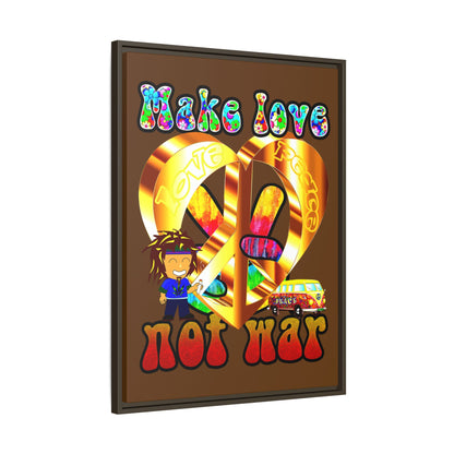 love peace - framed canvas art (brown)