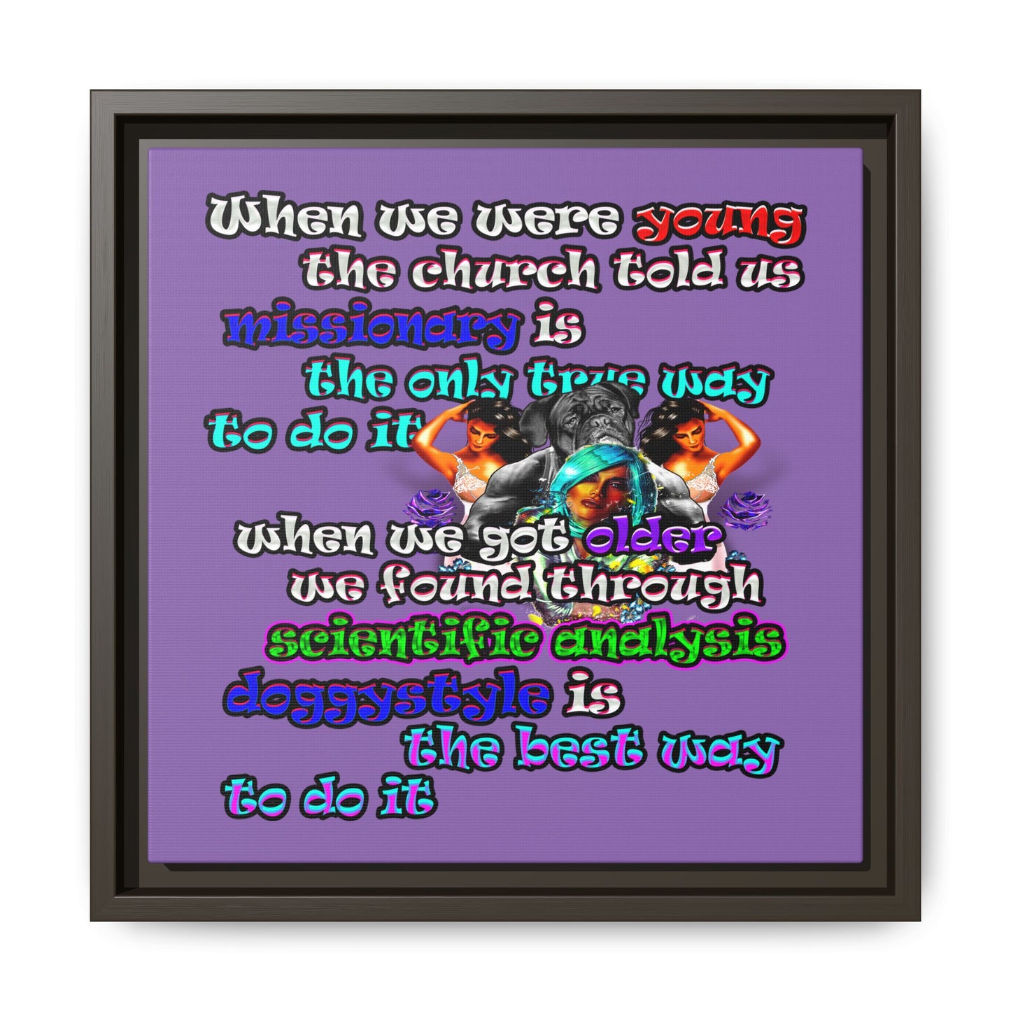 doggystyle - framed canvas art (light purple)